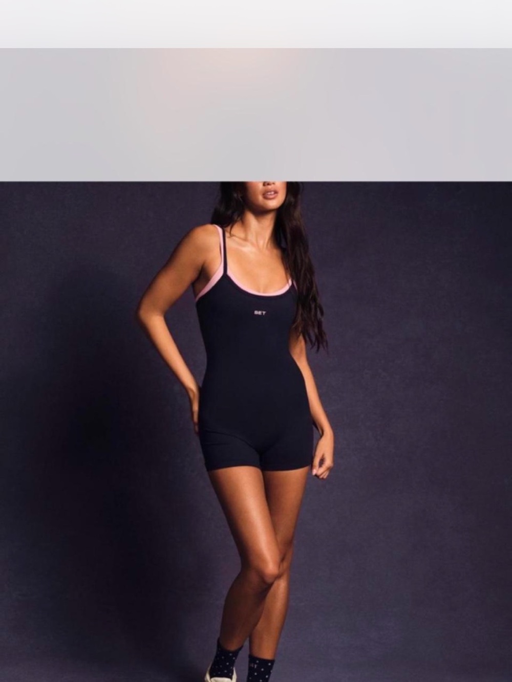 SET Active Black Romper with Pink Trim
